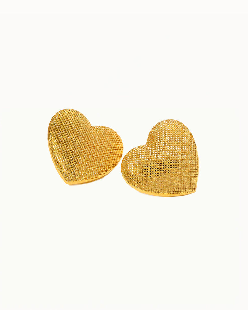 Statement Heart Shaped Stud Earrings - Helena