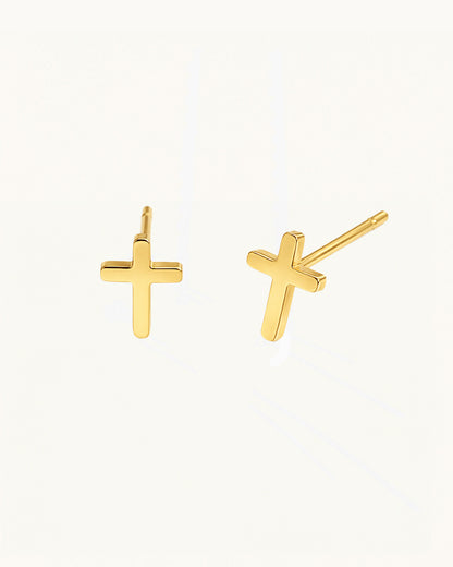 Subtle Cross Stud Earrings - Maria