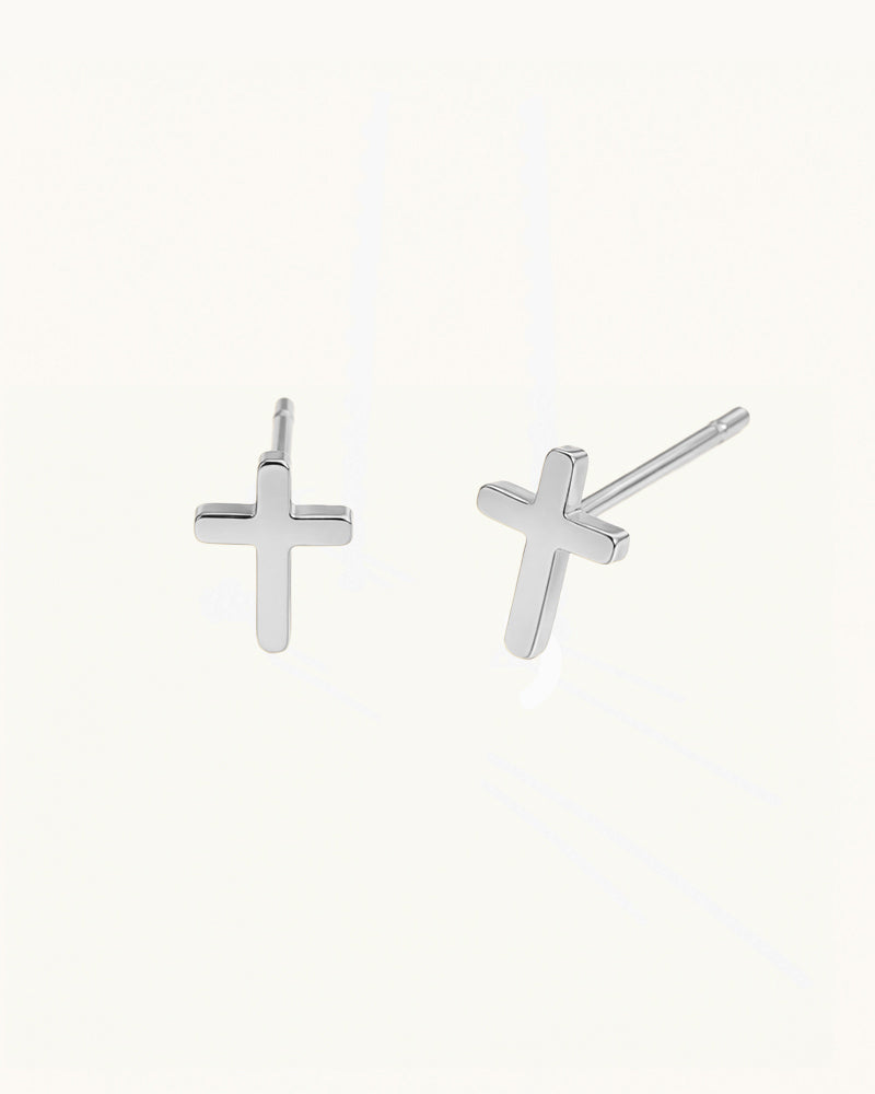 Subtle Cross Stud Earrings - Maria