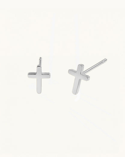 Subtle Cross Stud Earrings - Maria