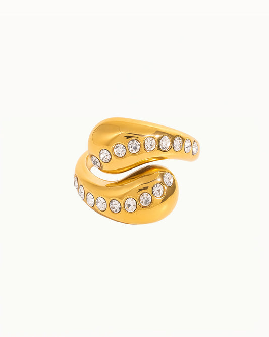 Shiny Open Ring with Crystals - Laura - R68