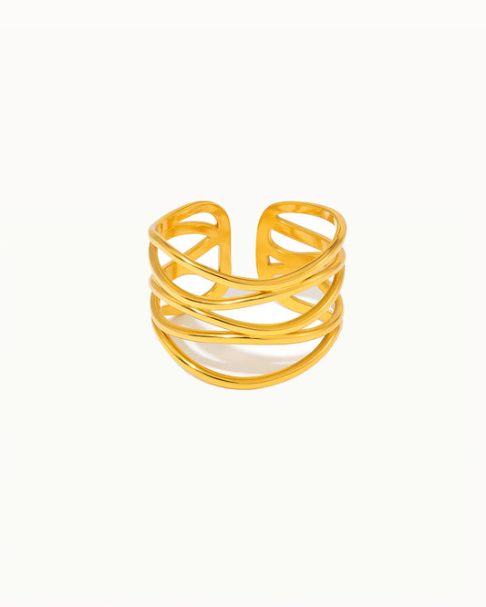 Gold Ring with Braided Design - Laurel - R64