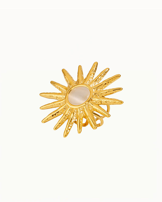 Gold Ring with Sun Design - Adjustable - Suze - R75