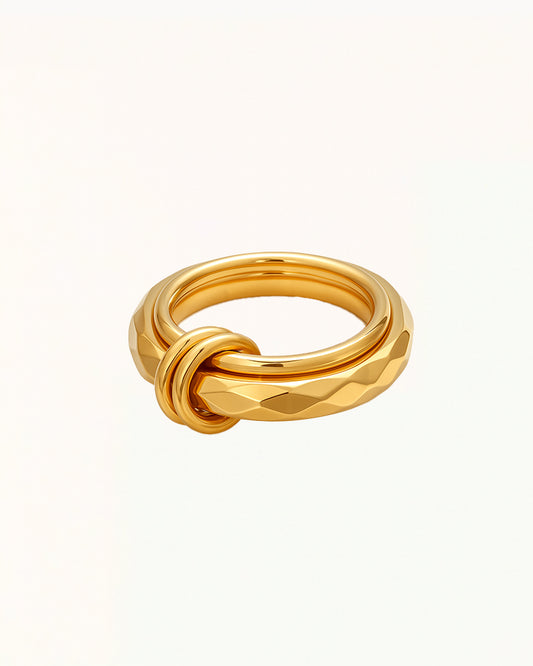 Golden Ring with Unique Design - Yara - R81