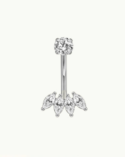 Titanium Navelpiercing Blaadjes met Steentjes - Deborah