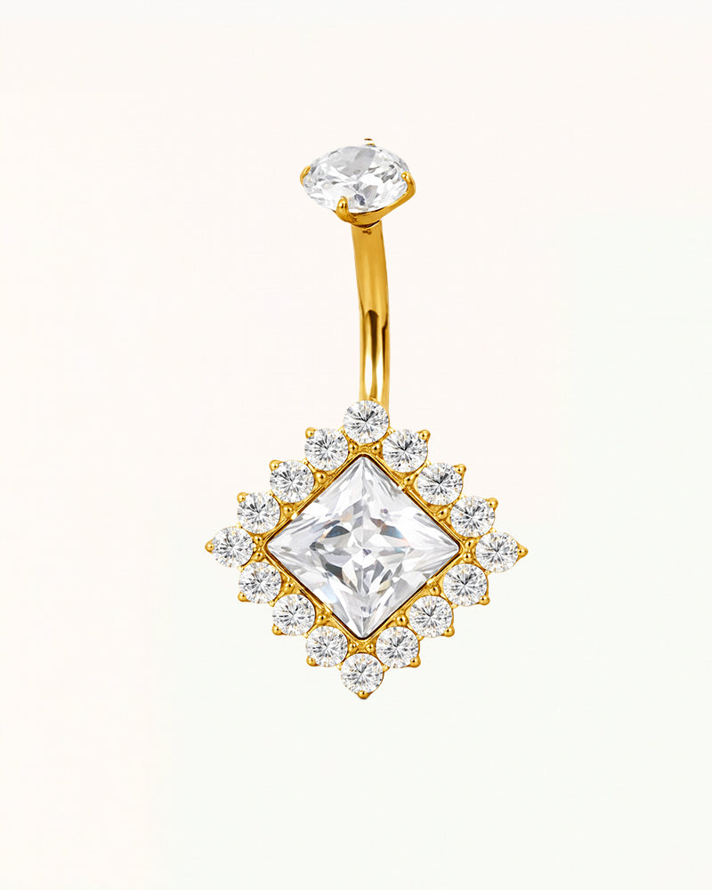 Titanium Belly Button Piercing with Square Crystals - Lulu
