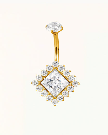 Titanium Belly Button Piercing with Square Crystals - Lulu