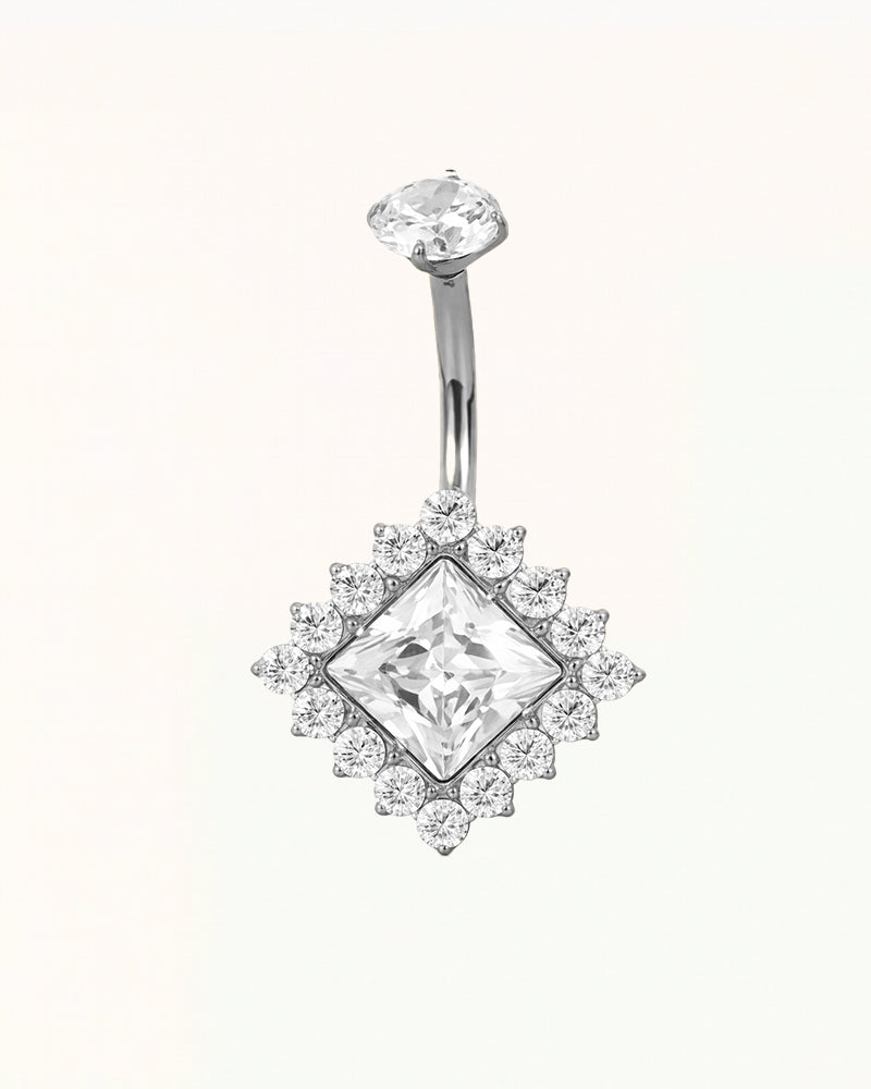 Titanium Belly Button Piercing with Square Crystals - Lulu