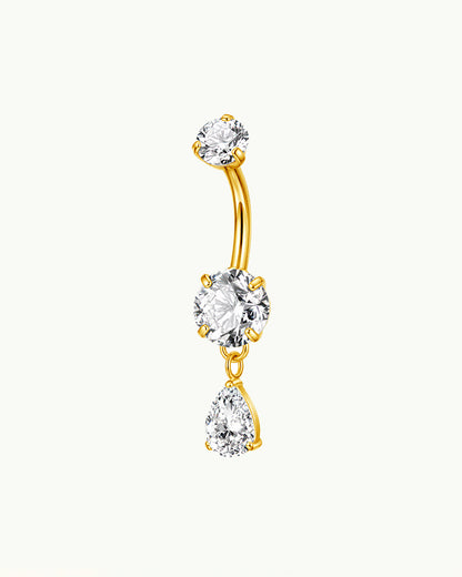 Titanium Navelpiercing Dubbele Steen met Druppel Hanger - Marlies
