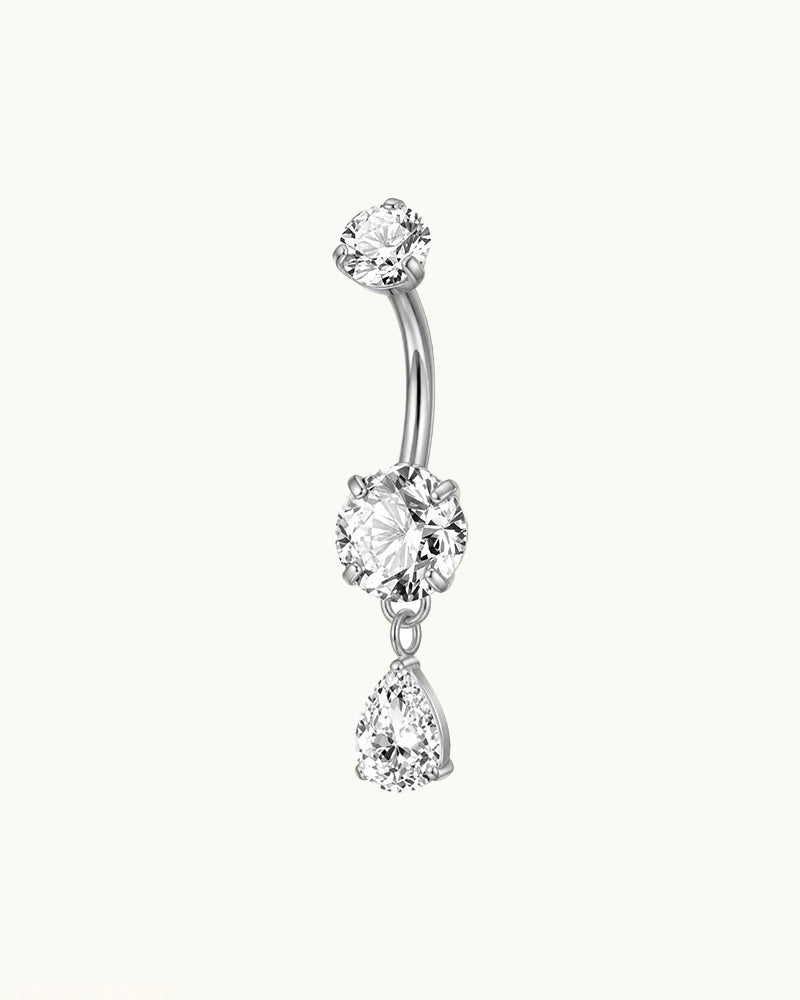 Titanium Navelpiercing Dubbele Steen met Druppel Hanger - Marlies