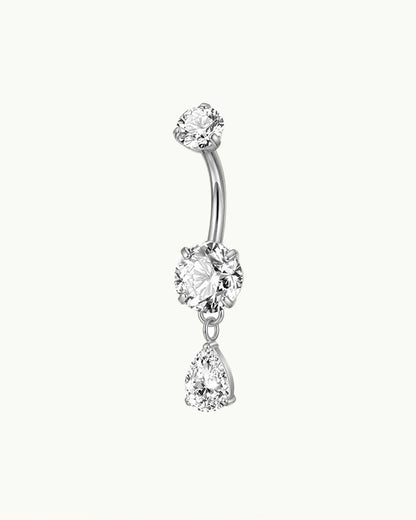 Titanium Navelpiercing Dubbele Steen met Druppel Hanger - Marlies