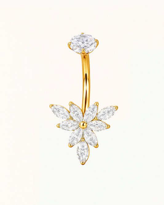Titan-Bauchnabelpiercing mit blütenförmigen Marquise-Kristallen - Misha