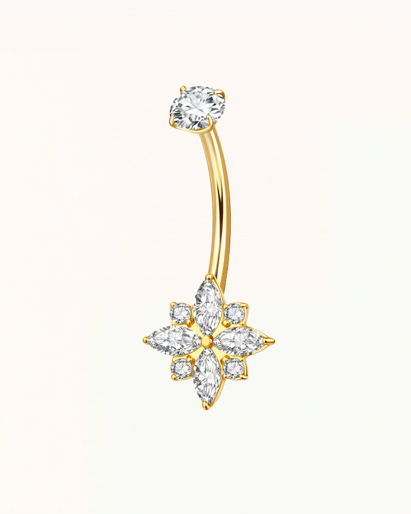 Titanium Navel Piercing with Flower-Shaped Crystal - Venus