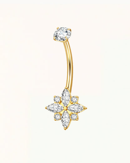 Titanium Navel Piercing with Flower-Shaped Crystal - Venus
