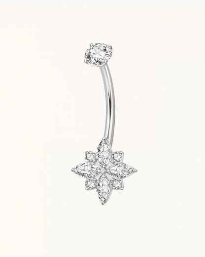 Titanium Navel Piercing with Flower-Shaped Crystal - Venus