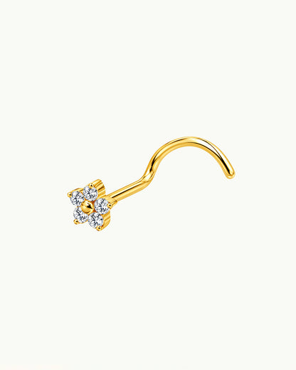 Titanium Neuspiercing Bloem met Steentjes - Cherry