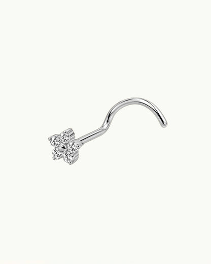 Titanium Neuspiercing Bloem met Steentjes - Cherry