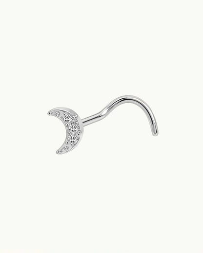 Titanium Neuspiercing Maan met Steentjes - Patricia