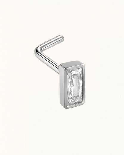 Nasenpiercing in L-Form mit rechteckigem Kristall - Thalia