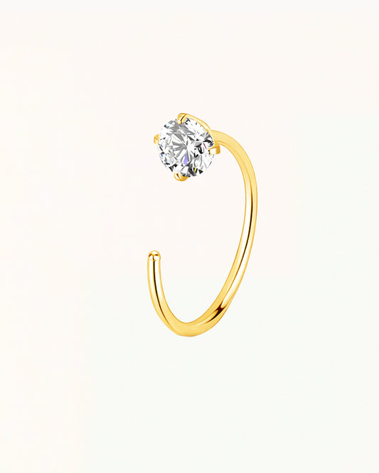 Offener Nasenpiercingring mit rundem Kristall - Xanthi