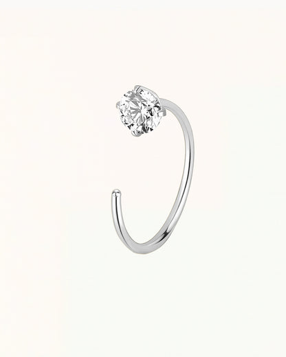 Nose Piercing Open Ring with Round Crystal - Xanthi