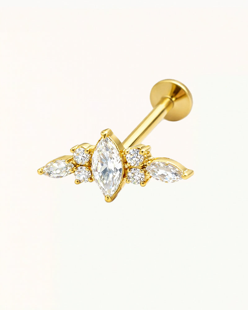 Verziertes Titan-Piercing mit funkelnden Steinen - Alba