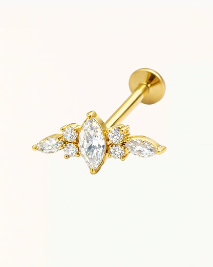 Verziertes Titan-Piercing mit funkelnden Steinen - Alba