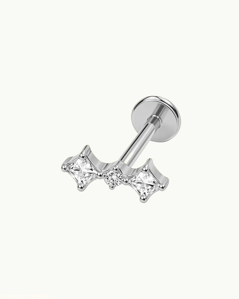 Titanium Oorpiercing Drie Steentjes - Amalya