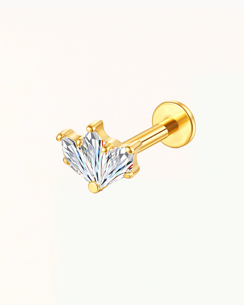 Titanium Fan Shaped Crystal Piercing - Amelie