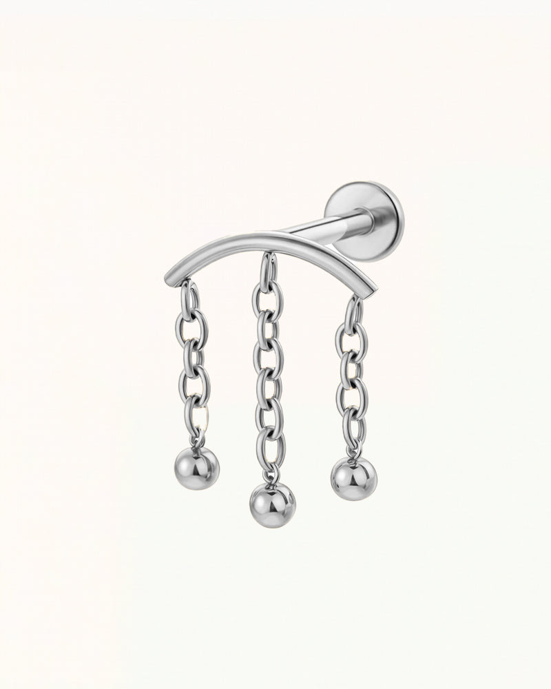 Titanium Arch-Shaped Piercing with Hanging Chains - Azra
