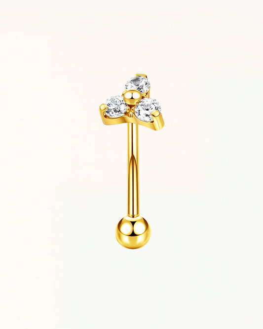 Titan-Rook-Piercing mit drei Steinen - Caitlin