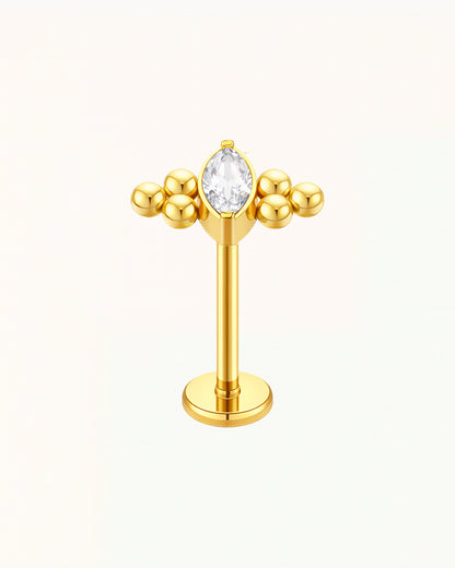 Titanium Marquise Crystal Piercing with Balls - Claire