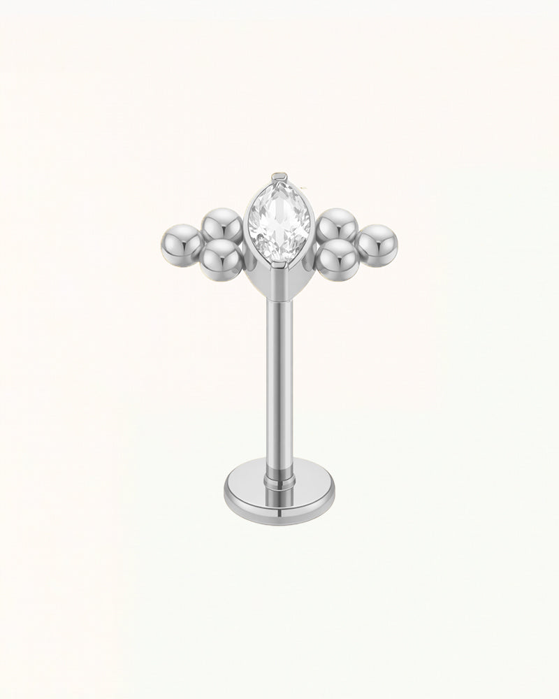 Titanium Marquise Crystal Piercing with Balls - Claire