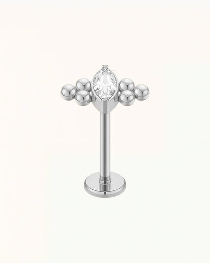 Titanium Marquise Crystal Piercing with Balls - Claire