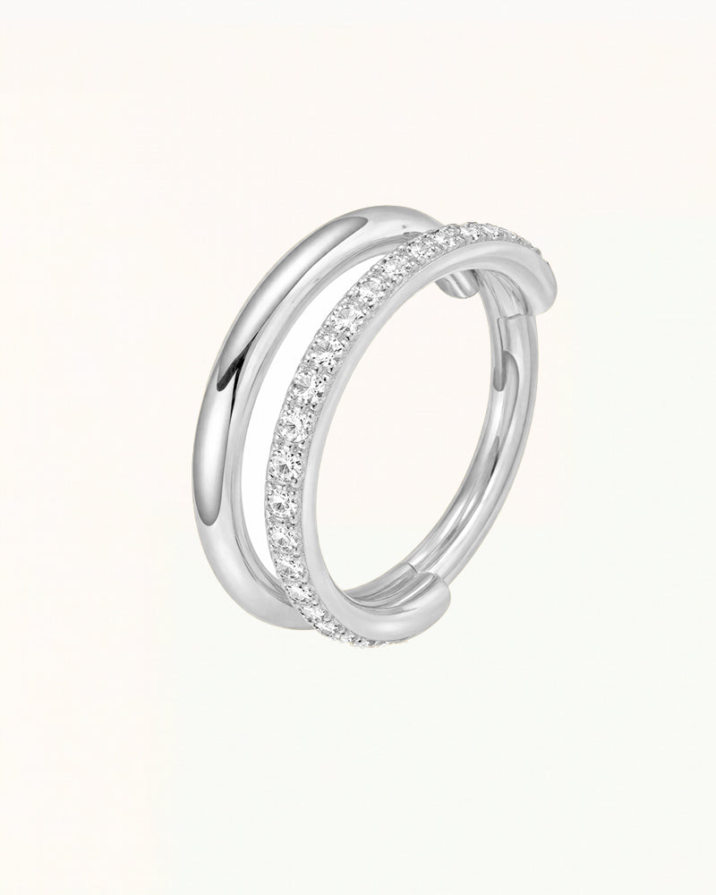 Titanring-Piercing mit Außenring und Kristallen - Elara