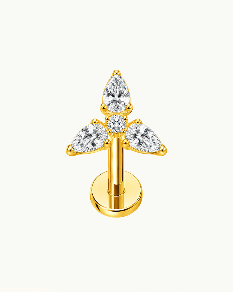 Titanium Oorpiercing Trio Druppel met Steentjes - Elles