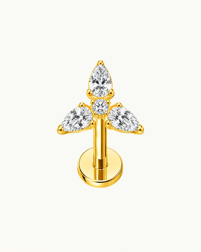 Titanium Oorpiercing Trio Druppel met Steentjes - Elles