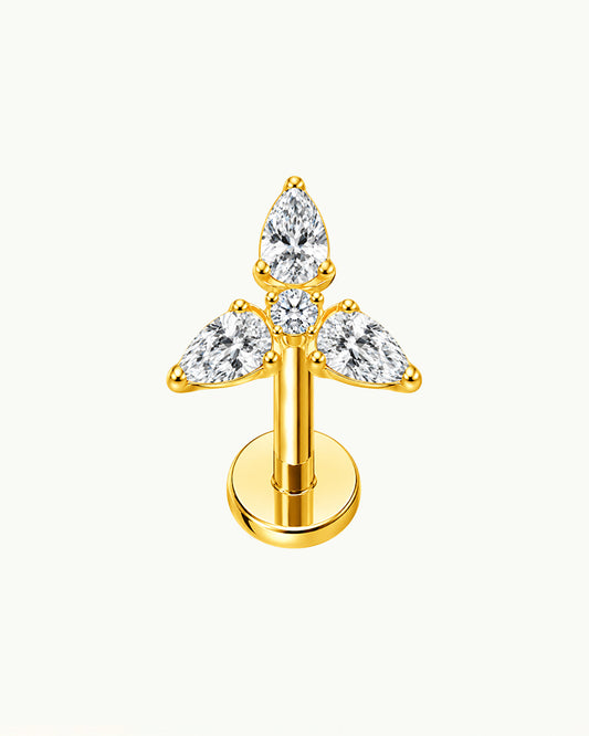 Titanium Oorpiercing Trio Druppel met Steentjes - Elles