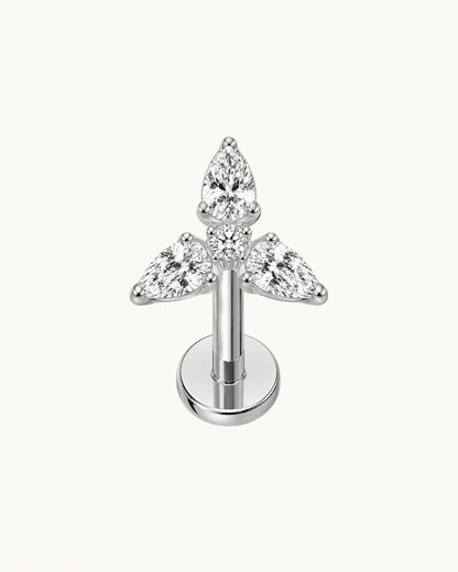 Titanium Oorpiercing Trio Druppel met Steentjes - Elles