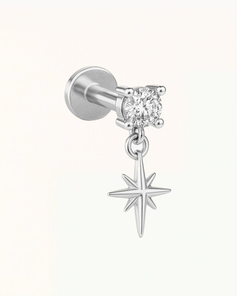 Titanium Piercing with Crystal and Hanging Star - Hazel