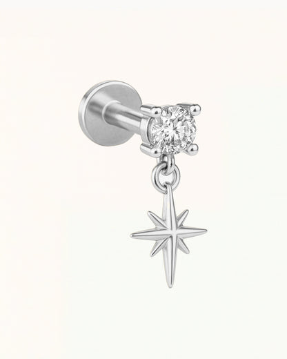 Titanium Piercing with Crystal and Hanging Star - Hazel