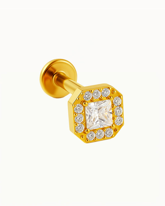 Titan-Blockpiercing mit glänzenden Steinen - Joella