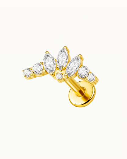 Titanpiercing mit luxuriösem Fächer aus Steinen - Nikoletta