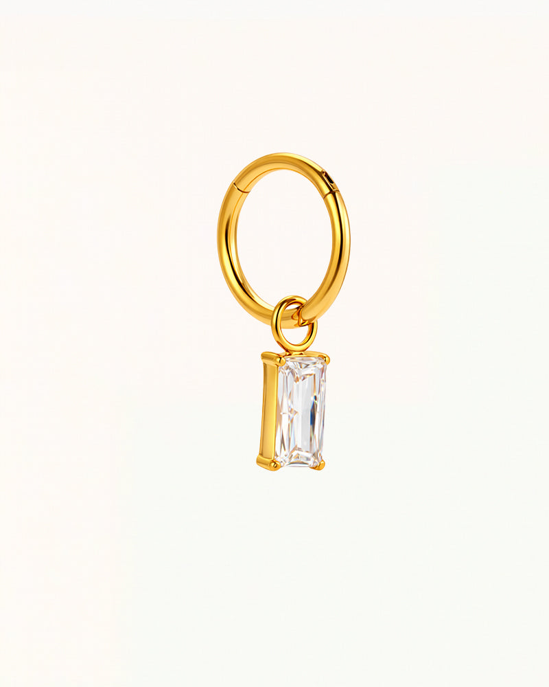 Titanium Piercing with Hanging Baguette Stone - Paige