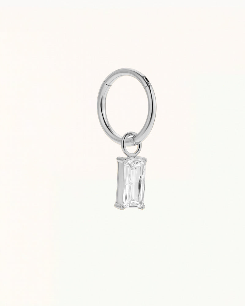 Titanium Piercing with Hanging Baguette Stone - Paige