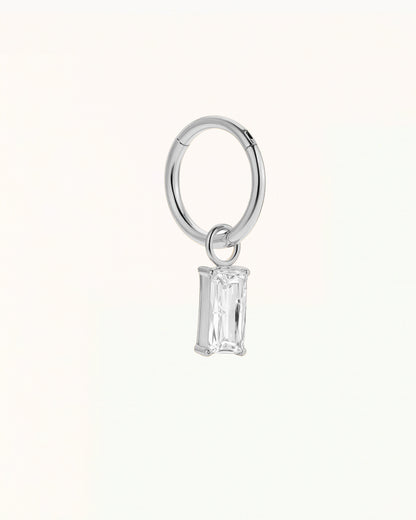 Titanium Piercing with Hanging Baguette Stone - Paige