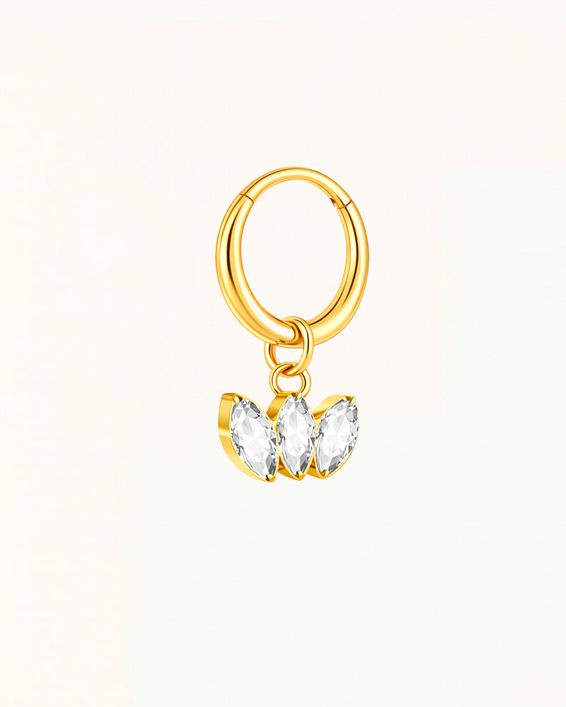 Titan-Clicker-Piercing mit drei Marquise-Steinen - Rebecca