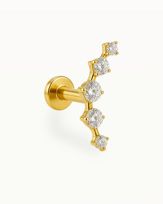 Titanium Piercing with Curved Crystals - Wiktoria