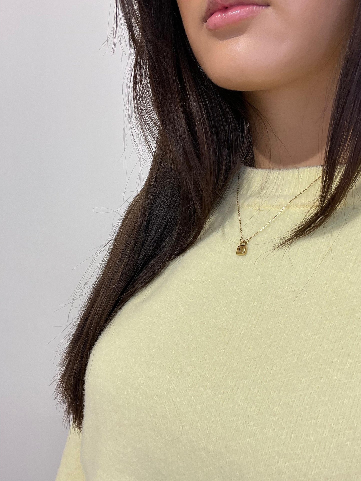 Initials Necklace with Lock Pendant